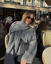 Chic With Scarf Knitted Fashion O Neck Basic Long Sleeves Sweater